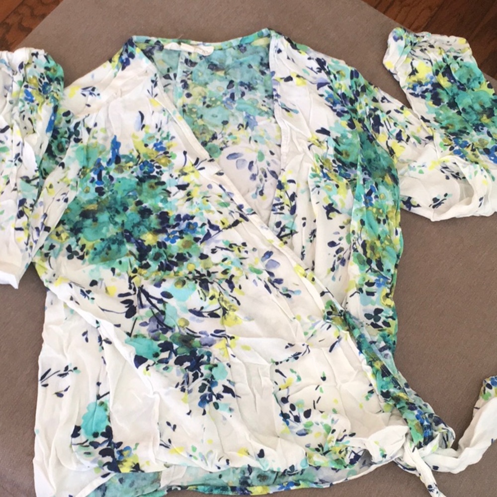 Lovestitch cross-over tie waist blouse